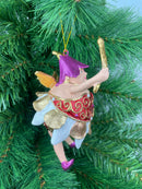 Christbaumschmuck Pummelelfe "Dicke Elfe" Fee rot-weiß-gold Weihnachten Baumschmuck Ornament Anhänger 15cm