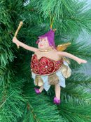 Christbaumschmuck Pummelelfe "Dicke Elfe" Fee rot-weiß-gold Weihnachten Baumschmuck Ornament Anhänger 15cm