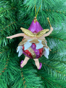 Christbaumschmuck Pummelelfe "Dicke Elfe" Fee rot-weiß-gold Weihnachten Baumschmuck Ornament Anhänger 15cm