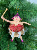 Christbaumschmuck Pummelelfe "Dicke Elfe" Fee rot-weiß-gold Weihnachten Baumschmuck Ornament Anhänger 15cm