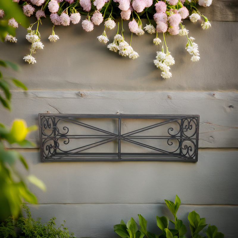 Blumenkasten OTTE Metall Blumenwandkorb H/B/T 18/60/16 cm Eisen, dunkelrostfarben lackiert zur Befestigung an der Außenwand Wandhalterung länglich rechteckig