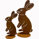 Dekoration zu Ostern Hase zum Hinstellen auf einer Platte Metall mit Edelrost Osterdeko Deko Osterhase