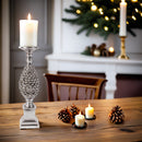 Kerzenhalter Kerzenständer Zapfen groß silberfarben Weihnachten elegant schick Kunstharz 38cm hoch