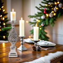 Kerzenhalter Kerzenständer Zapfen groß silberfarben Weihnachten elegant schick Kunstharz 38cm hoch