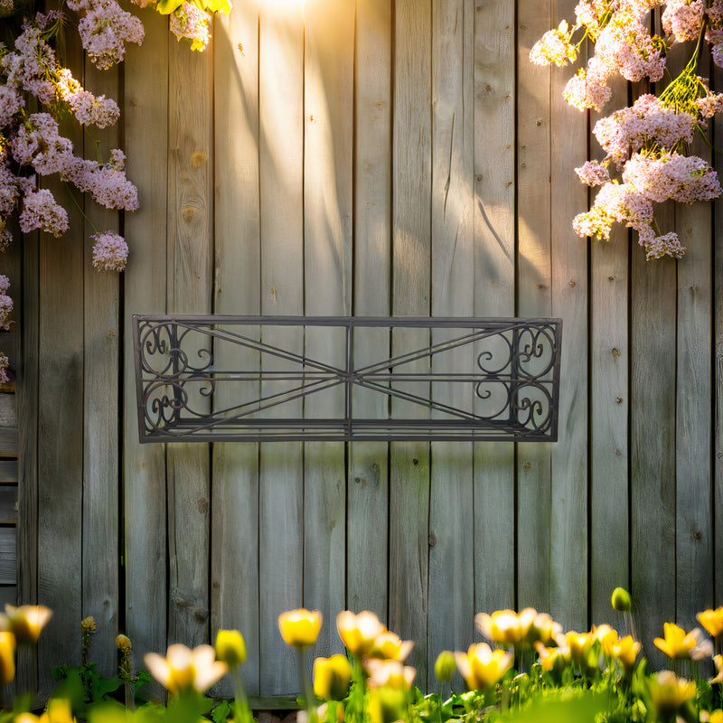 Blumenkasten OTTE Metall Blumenwandkorb H/B/T 18/60/16 cm Eisen, dunkelrostfarben lackiert zur Befestigung an der Außenwand Wandhalterung länglich rechteckig