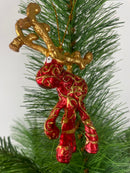 Kleiner Mini Elch Rentier in rot-gold Weihnachten Deko Hänger Christbaumschmuck 9 cm
