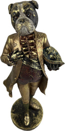 Kamindeko Bulldogge in schwarz-gold zum Hinstellen mit Sockel Anrichte Dekoration Figur Hund 31 cm hoch