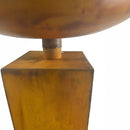 Säule quadratisch mit runder Schale aus Metall mit Edelrost zum Bepflanzen Blumenschale  Rost in drei Größen