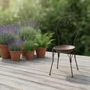 Dekorativer Pflanzstuhl Metallstuhl Stuhl zum Bepflanzen Vogeltränke in shabby-Look vintage H/B/T 89/42/52 cm Metall, dunkelbraun lackiert