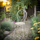 Dekorativer Pflanzstuhl Metallstuhl zum Bepflanzen Pflanzkasten Blumenkasten Vogeltränke in Shabby- / Vintage Look H/B/T 89/42/52 cm Metall, antikweiß lackiert