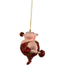 Christbaumschmuck Sportler Schwein mit Hanteln und Gewichtheberanzug in rot gold lila Fitnessstudio handbemalt Weihnachten Baumschmuck 12,5cm hoch