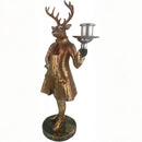 Hirsch Hirschfigur Kerzenhalter Skulptur Statue Figur Jäger Landhaus zum Hinstellen gold-rötlich auf rundem Sockel H/B/T: 34,5/16/10,5 cm