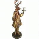 Hirsch Hirschfigur Kerzenhalter Skulptur Statue Figur Jäger Landhaus zum Hinstellen gold-rötlich auf rundem Sockel H/B/T: 34,5/16/10,5 cm