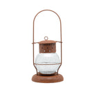 Laterne aus  Metall mit Edelrost mit abgerundetem Cracle Glas Kerzenhalter Rost Deko Leuchtfeuer Gartendeko Edelrost in zwei Größen