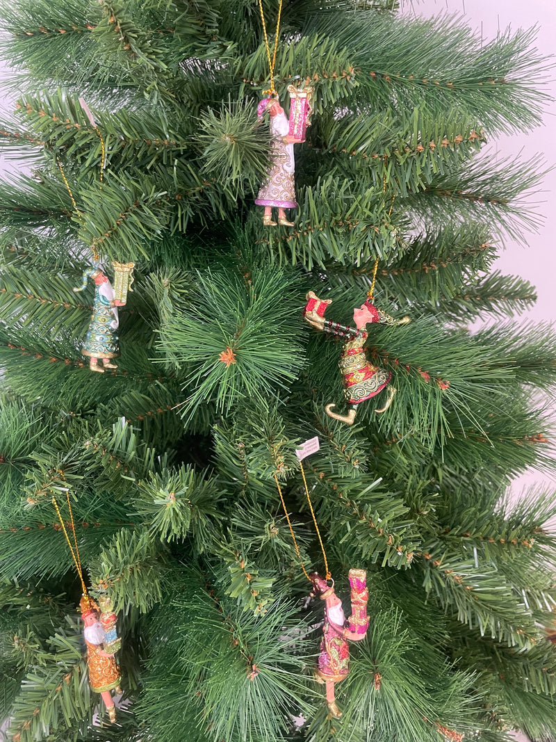 Kleiner Gabenträger Weihnachtsmann mit Geschenk mini Weihnachten Deko Hänger Christbaumschmuck 8 cm kupfer-gold