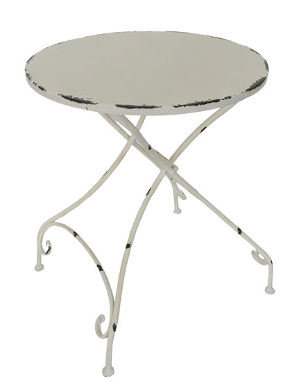 Sehr dekorativer Gartentisch Metalltisch Tisch in shabby-Look vintage weiß H/dia 72/60 cm Metall, antikweiss lackiert