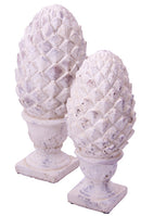 Zapfen Figur Garten Skulptur Keramik Dekoration vintage-Look beigeweiß shabby Höhe/dia: 45/19 cm