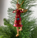 Kleiner Engel mit Geige Musikant mini Weihnachten Deko Hänger Christbaumschmuck 9 cm rot gold