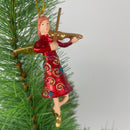Kleiner Engel mit Geige Musikant mini Weihnachten Deko Hänger Christbaumschmuck 9 cm rot gold
