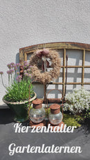 Laterne aus  Metall mit Edelrost mit abgerundetem Cracle Glas Kerzenhalter Rost Deko Leuchtfeuer Gartendeko Edelrost in zwei Größen