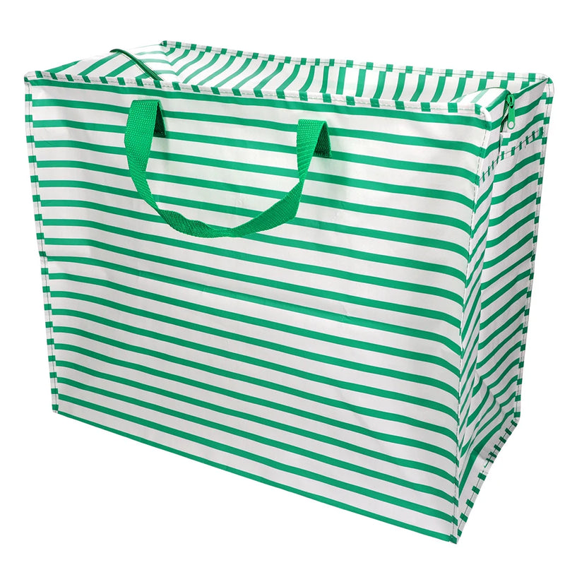 Große Aufbewahrungstasche Einkaufstasche aus recycelten Plastikflaschen Green Stripes