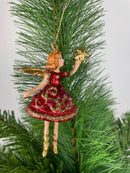 Kleiner Engel mit Stern mini Weihnachten Deko Hänger Christbaumschmuck 8 cm rot gold