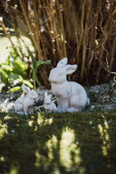 Gartendeko Hase Figur aus Keramik Vintage Ostern Osterdeko Dekoration Osterhase grau in zwei Größen