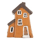 Teelichthalter Haus 16x11x20 cm Orange Windlicht Dekoration Herbst Weihnachten Keramik
