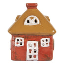 Teelichthalter Haus 9x6x10 cm Rot Dekoration Windlicht Herbst Weihnachten Keramik