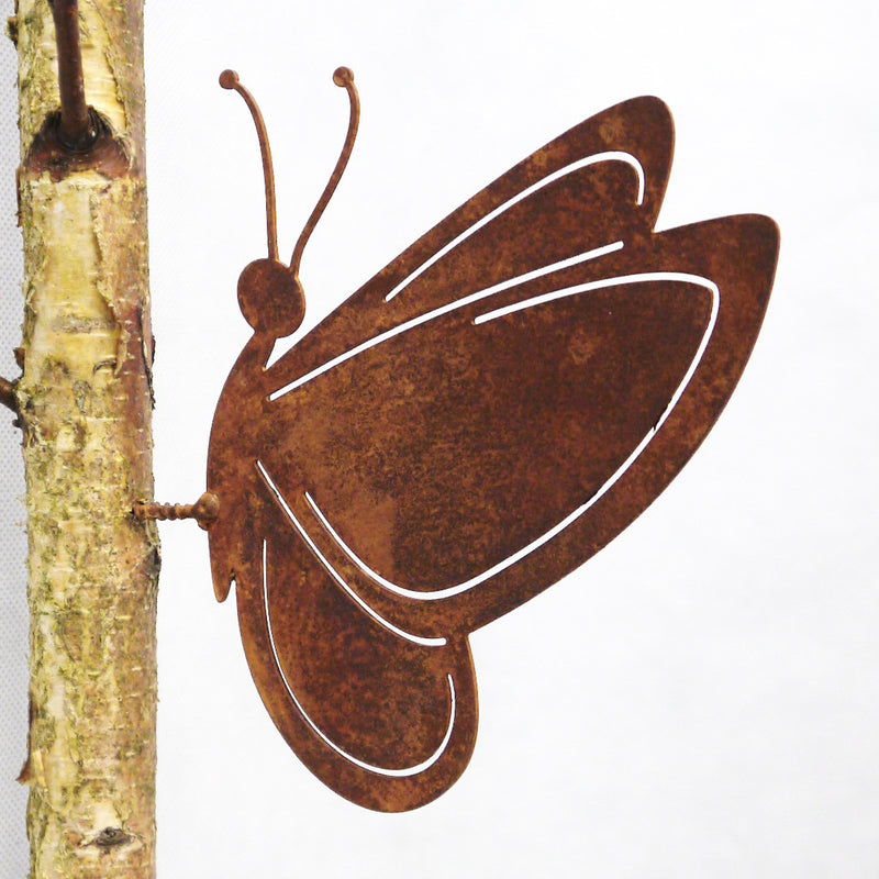 Gartendeko Schmetterling mit Dorn auf der Seite Schraube Insekt Baumtier Metall Rost Deko 15cm x 15cm