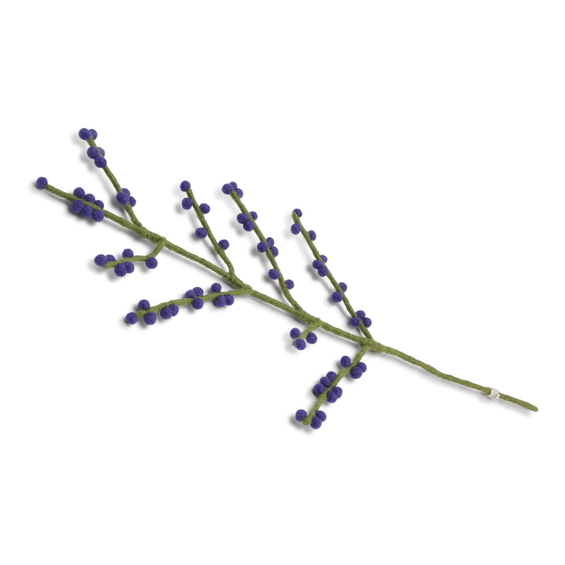 Deko Blume Zweig mit lila Beeren aus Filz Ostern Osterdeko Frühling Fairtrade weich 60cm lang leicht unzerbrechlich