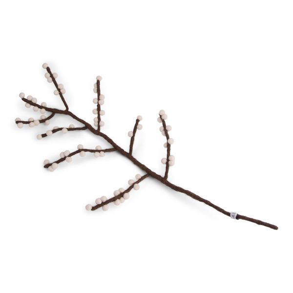 Deko Blume Zweig mit weißen Beeren aus Filz Ostern Osterdeko Frühling Fairtrade weich 60cm lang leicht unzerbrechlich