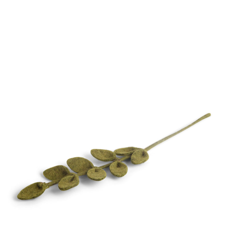 Deko kleiner Zweig mit grünen Blättern aus Filz Ostern Osterdeko Frühling Fairtrade weich 30cm lang leicht unzerbrechlich