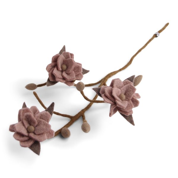 Deko Blume Magnolie Zweig mit altrosa Blüten aus Filz Ostern Osterdeko Frühling Fairtrade weich 60cm lang leicht unzerbrechlich