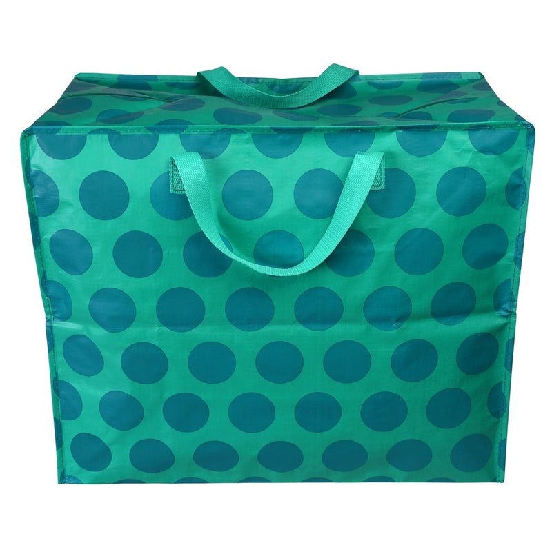 Große Aufbewahrungstasche Einkaufstasche aus recycelten Plastikflaschen PUNKTE BLAU AUF TÜRKIS Dots bunt