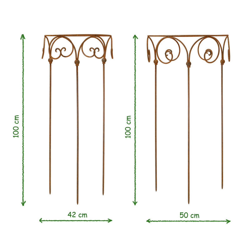 2-er Set Staudenhalter Staudenbinder Metall mit Edelrost rund Rankhilfe Ø 50cm & 40cm Modell B