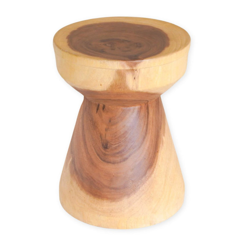 Massiver runder Beistelltisch aus Holz Ø30 cm MANADO Kleiner Tisch aus Regenbaumholz mit natürlicher zweifarbiger Maserung