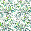 Wachstuchtischdecke PVC "Green Flowers" Sommer Blätter Blumen weiß grün Schutzdecke Wachstuch Breite: 140cm Länge wählbar