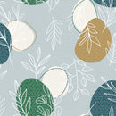 Wachstuchtischdecke PVC "NINA" Kreise Blätter blassblau gelb grün Schutzdecke Wachstuch Breite: 140cm Länge wählbar