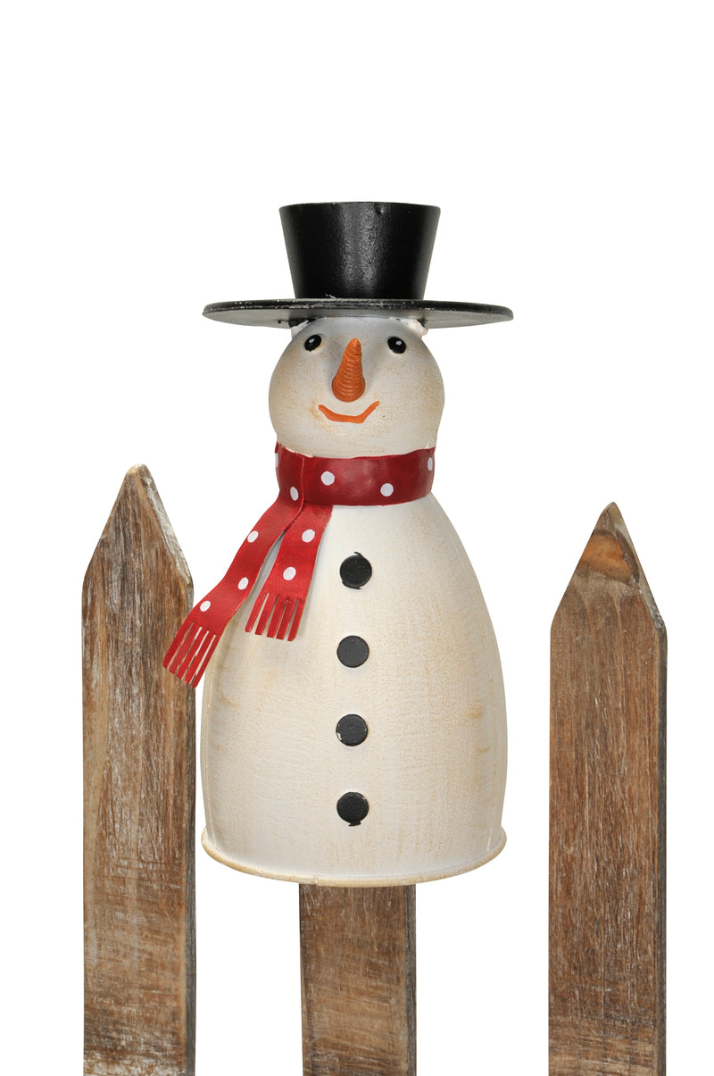 Zaunhocker Schneemann mit Hut Zaunfigur Metall bemalt Gartendeko Höhe 17cm Dekofigur Weihnachten lustig