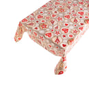 Wachstuchtischdecke PVC  "Christmas rustikal" rote Herzen, Sterne und Bäume auf Baumscheiben 1,4m Breite Länge wählbar