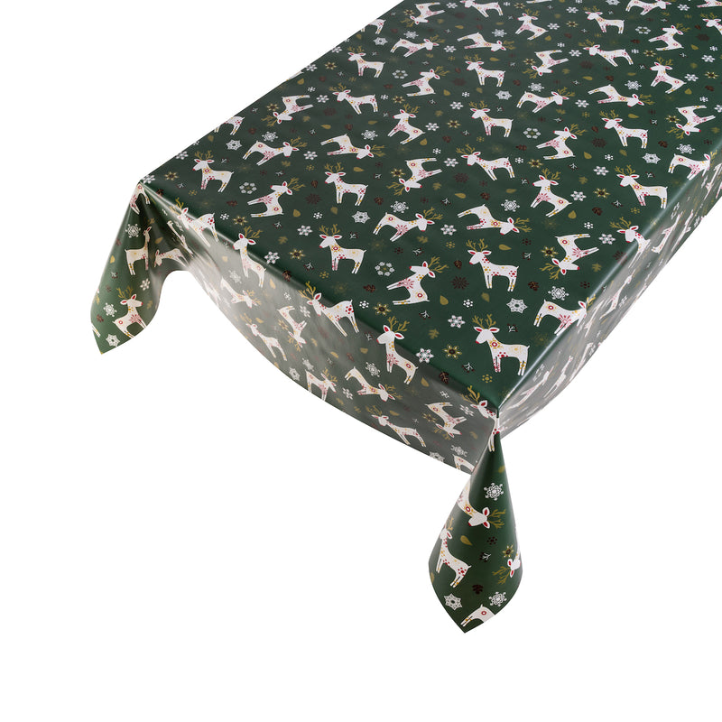Wachstuchtischdecke "Xmas Deer Green" 1,4m Breite Länge wählbar