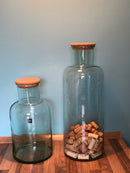 Aufbewahrungsglas "Mol" mit Korken Dekoration recycling Glas La Mediterranea leicht grün recycled nachhaltig in 3 Größen