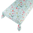 Wachstuchtischdecke "Birds" mint rot blau grün Wachstuch mit  Leinen-Prägung 1,4m Breite  Länge wählbar