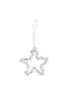 1 Stück Hänger Stern mit Perlen Draht Weihnachten Christbaumschmuck Fensterdekoration weiß 10cm + 10cm Schnurlänge