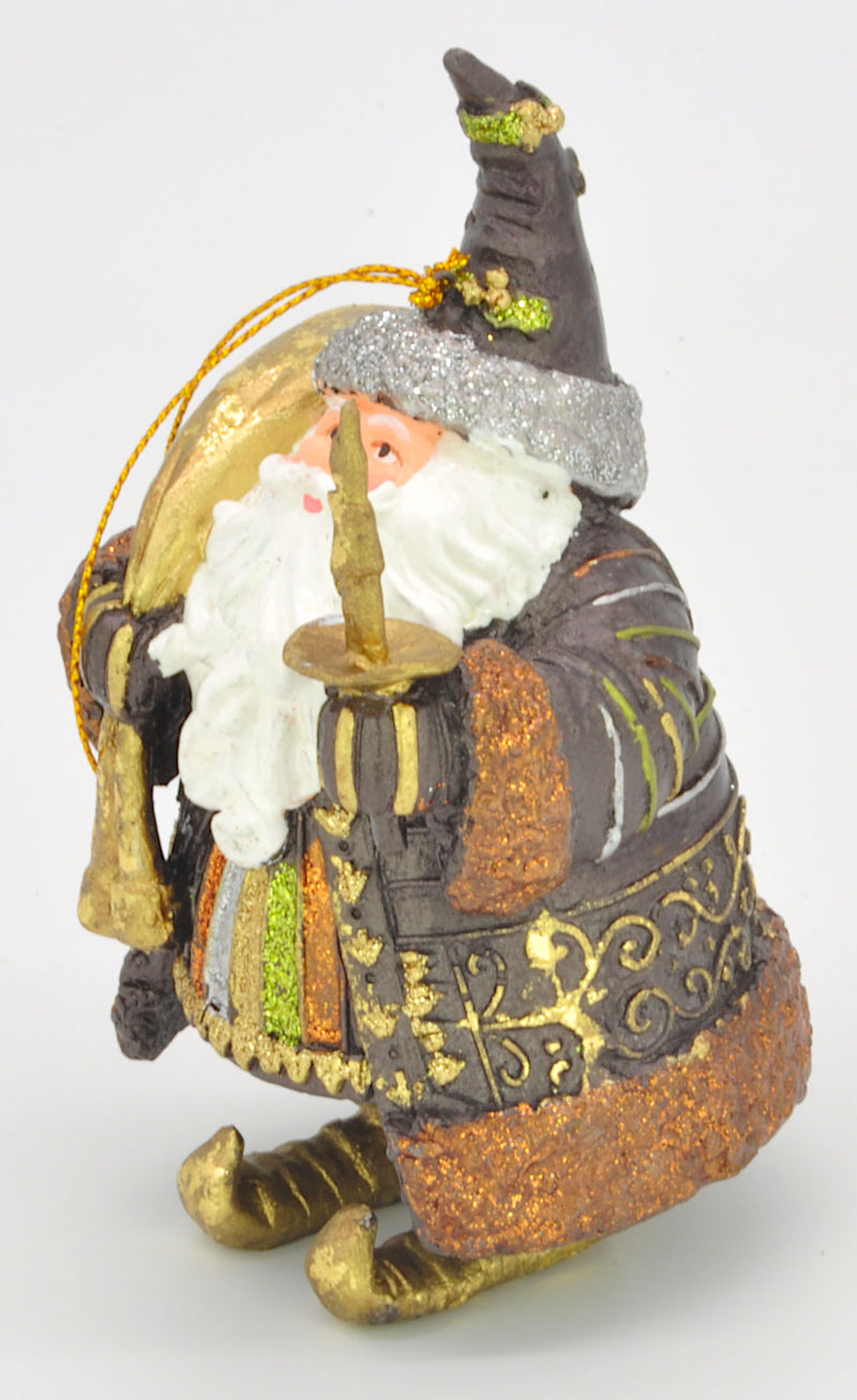 Christbaumschmuck Figur Weihnachtsmann dick mit Geschenken braun gold 15cm