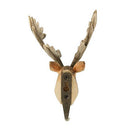 KLEIDERHAKEN HIRSCH Garderobe Wandhaken massiv Landhaus Vintage handgeschnitzt und handbemalt Holz und Metall-Haken 11cm hoch