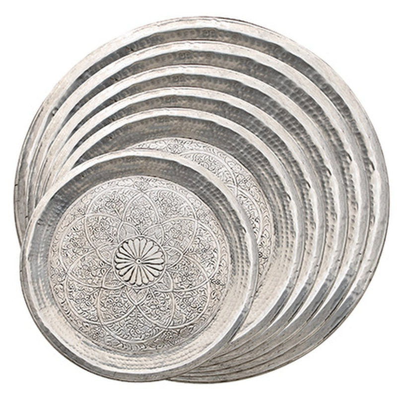 Aluminium-Tablett dekoratives, indisches Design silber