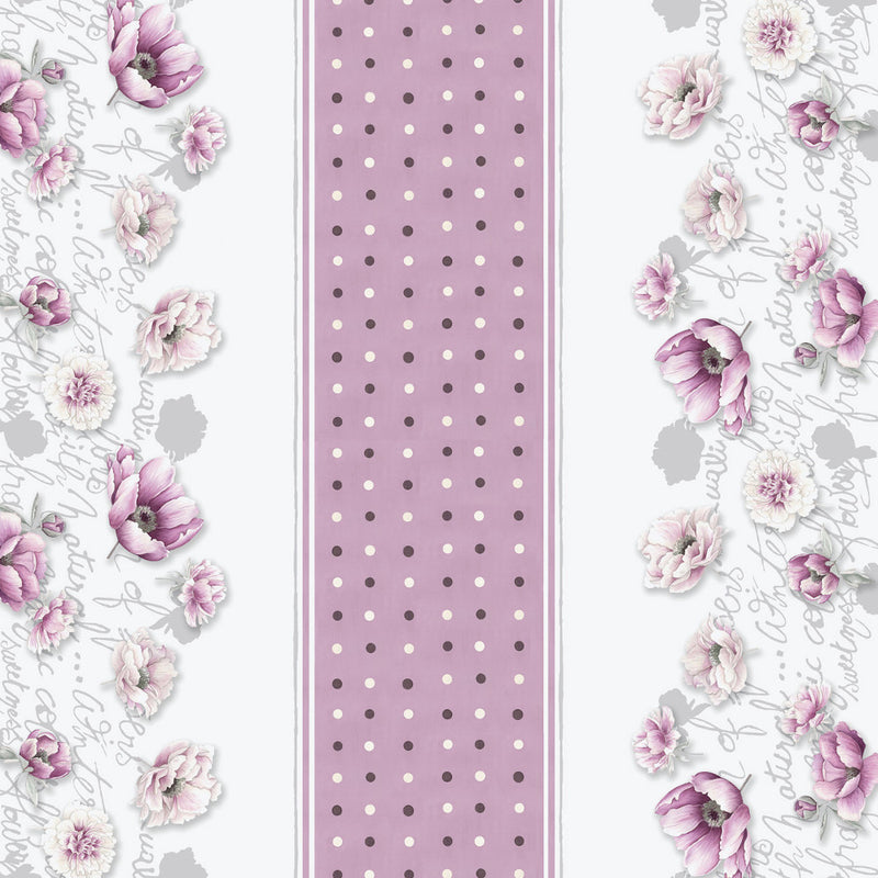 Wachstuchtischdecke "Anemonen Blumen" flieder rosa Wachstuch 1,4m Breite Länge wählbar