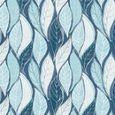 Wachstuchtischdecke PVC Autumn Wave Blätter türkis blau weiß silber 1,4m Br. Meterware